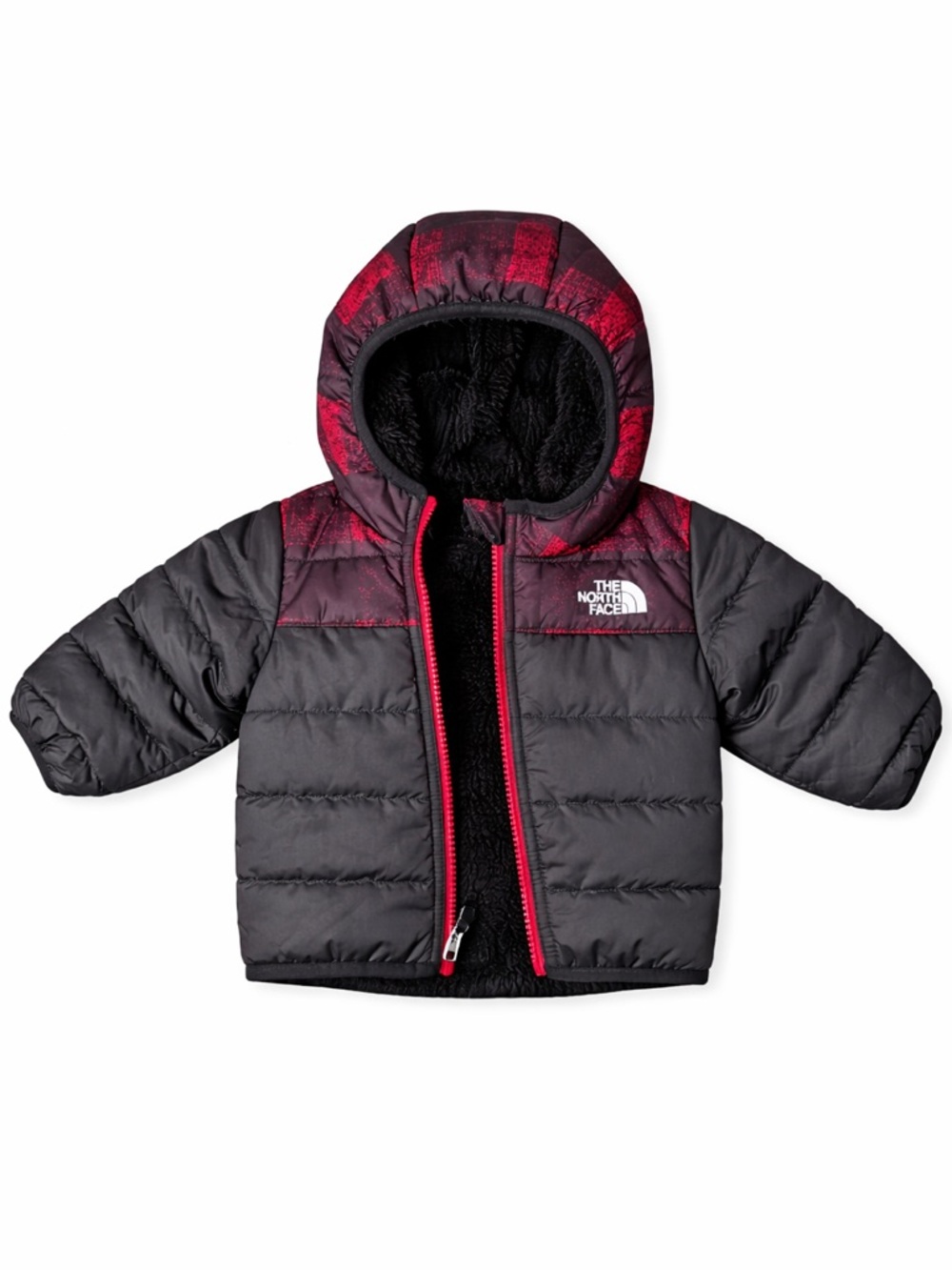 🖤 The North Face Infant Puffer Jacket 3–6M Black/Red Hooded Coat